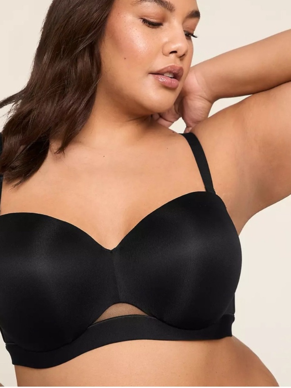 Cacique Comfort Bliss Lightly Lined Multi-way Strapless Bra Black Size 42D